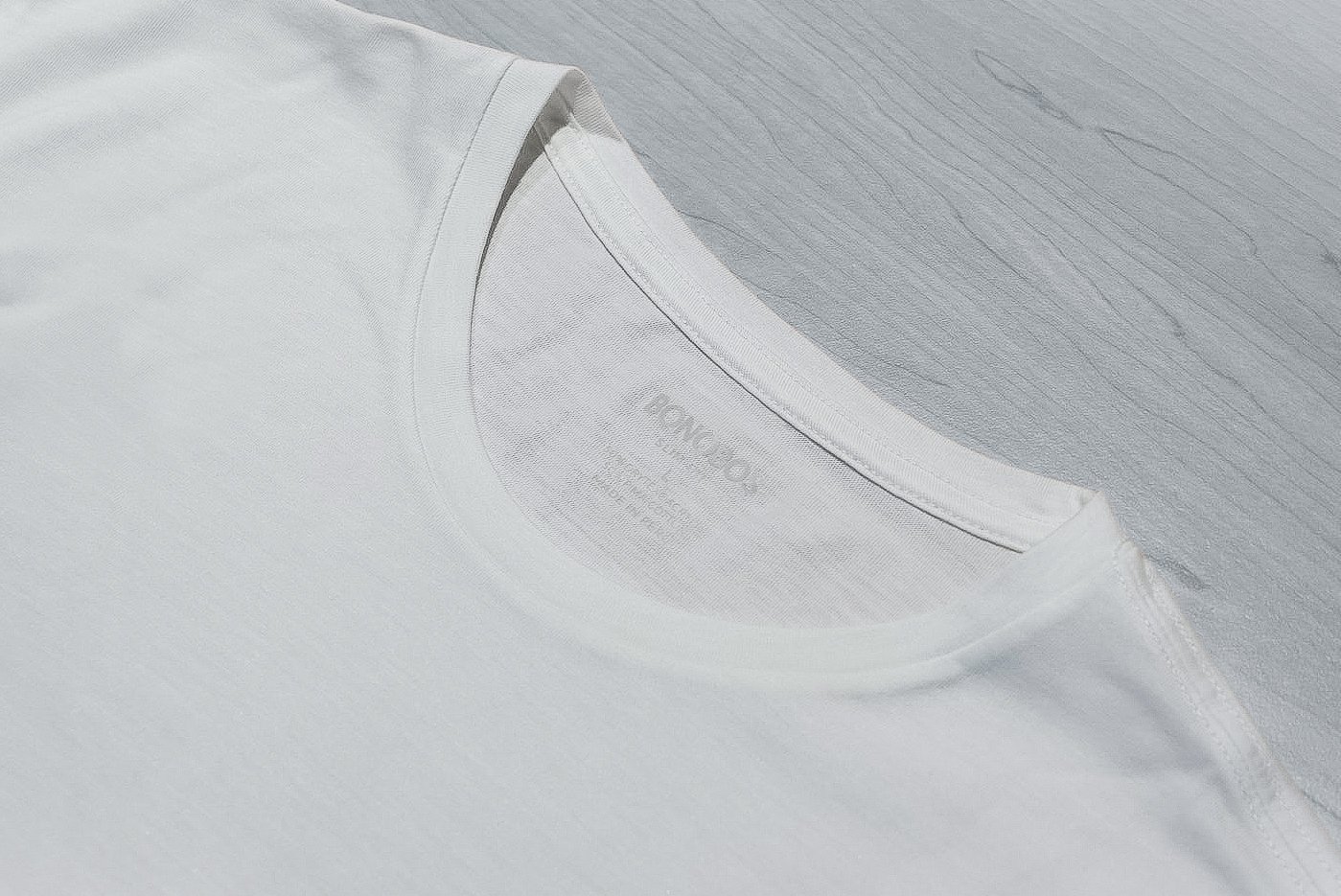 Bonobos white tee collar and label close up