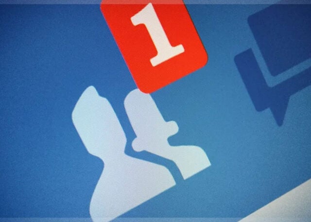Facebook notification: friend suggestion, blue background.