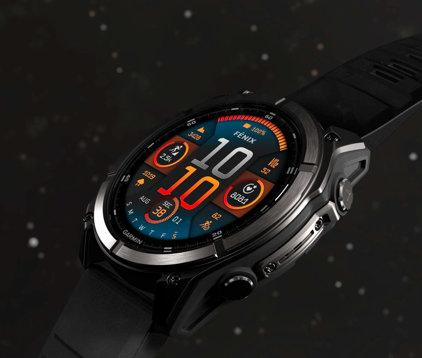 Garmin Fenix 8 smartwatch displays time 10:10.