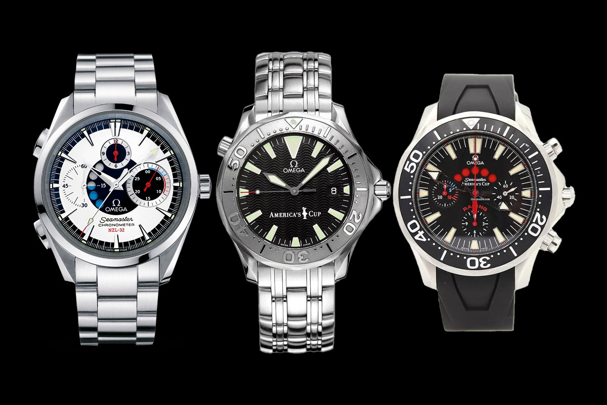OMEGA Seamaster Aqua Terra NZL-32, the original OMEGA Seamaster AC and the OMEGA Seamaster Racing Chronograph from 2006.
