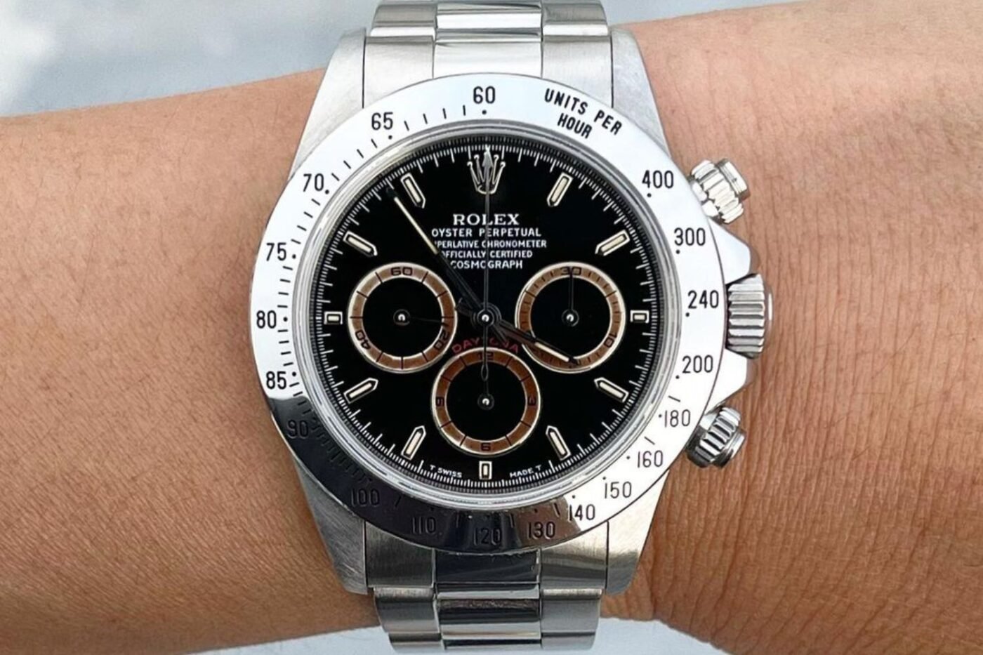 Rolex Daytona watch echoes Darth Vader's style.