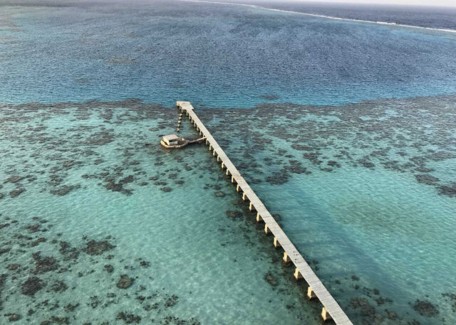 Aerial view of pier in Heritage Site.