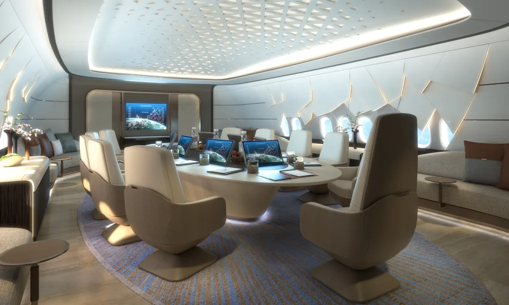 The interior of a Boeing 'Bizliner'
