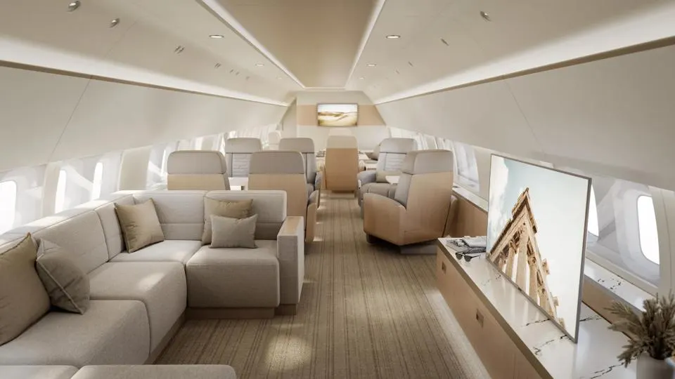 The interior of a Boeing 'Bizliner'