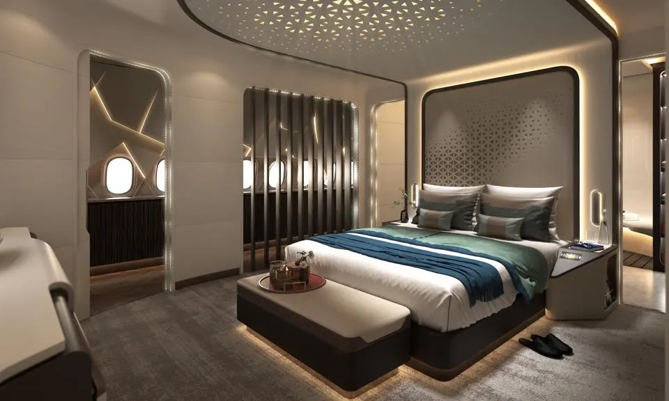 The bedroom of a Boeing 'Bizliner'
